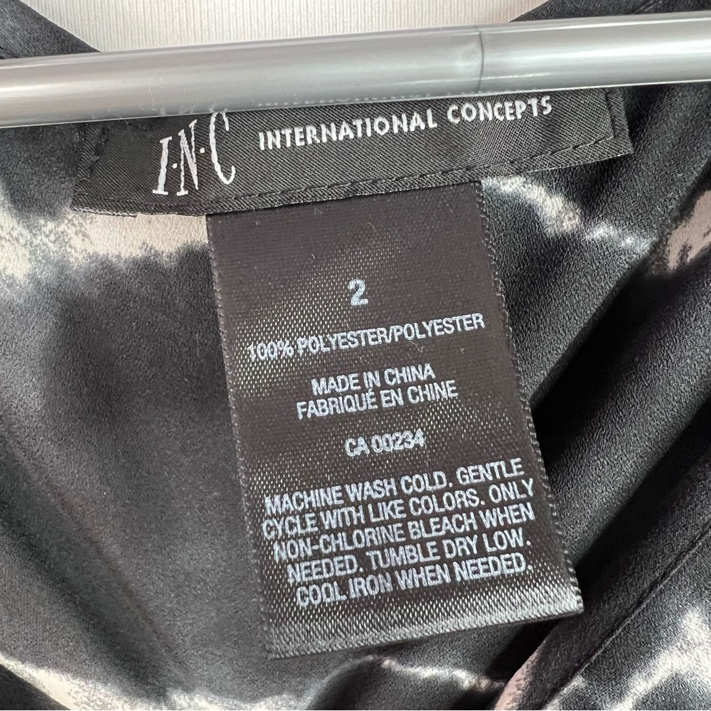 INC International Concepts tshirt tee tie dye Black and White Short Sleeve Top - Picture 6 of 7
